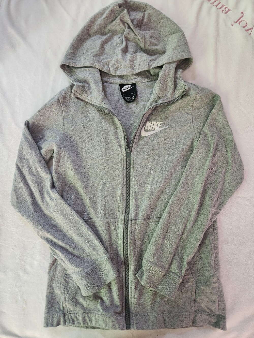Nike Zip Up Thin Gray Hooded Sweatshirt